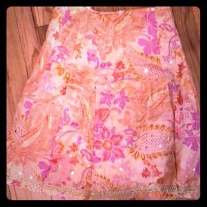 Pink floral midi skirt